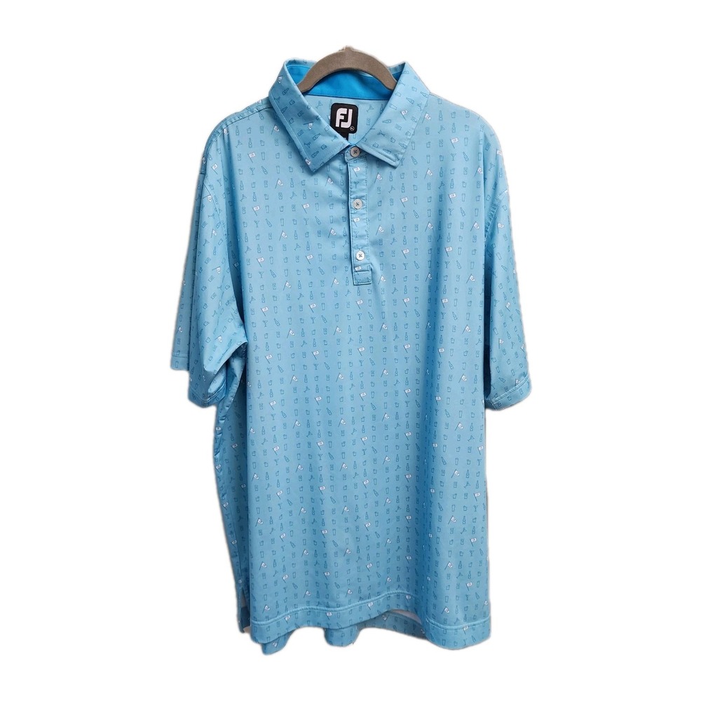 Footjoy Polo Shirt Men's Size XL Blue The 19th Hole Casual Golf Performance